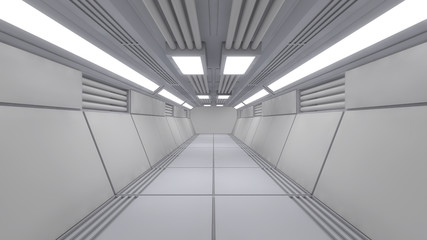 3D render. Modern interior scifi architecture