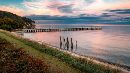 A view of the cliff in Gdynia Orłowo in the evening