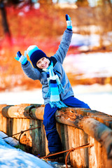 happy boy outdoor in winter
