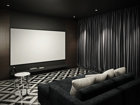 Luxury Home Theater room #2, 3D render