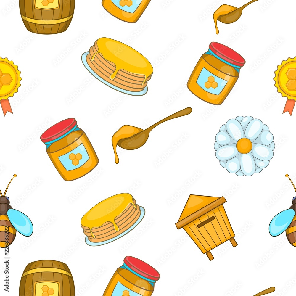 Poster honey pattern. cartoon illustration of honey vector pattern for web