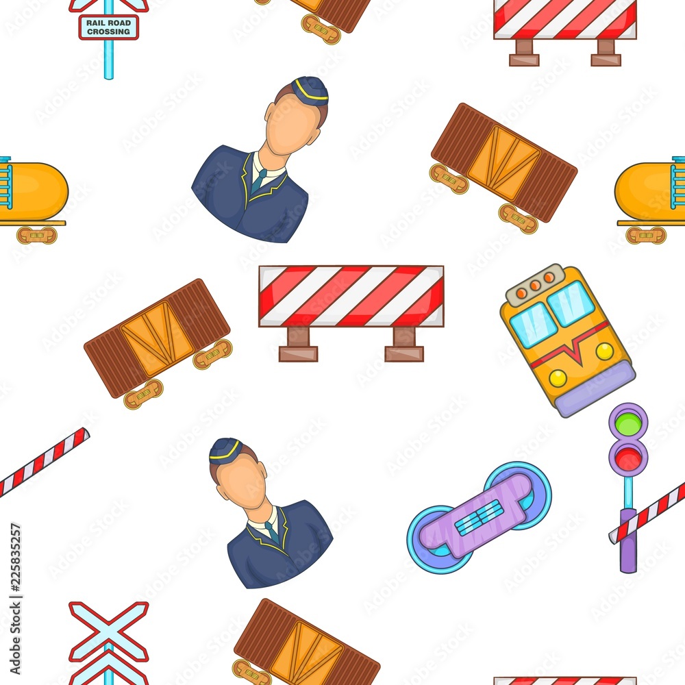 Poster train pattern. cartoon illustration of train vector pattern for web