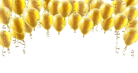 A gold party balloons isolated header background