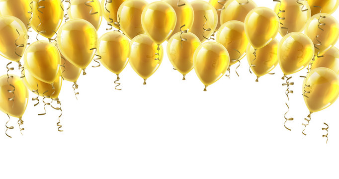 A Gold Party Balloons Isolated Header Background
