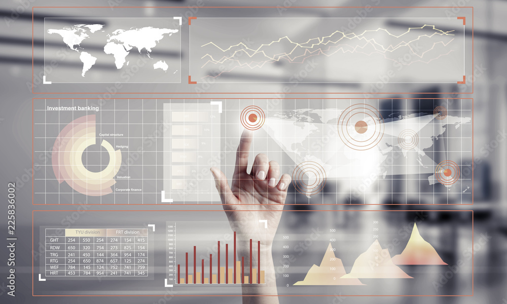 Aufkleber concept of using modern technologies for business globalization