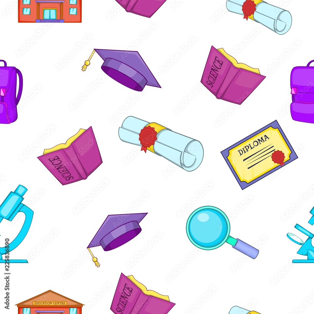 Poster university pattern. cartoon illustration of university vector pattern for web
