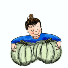 pumpkin and child