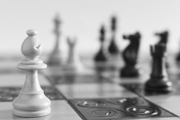 Scacchi fotografati su una scacchiera