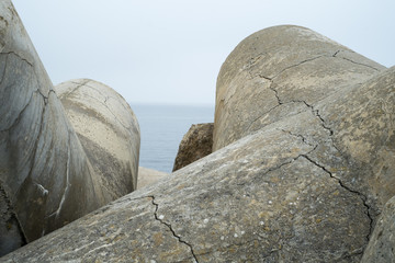 sea bar with protections in stone