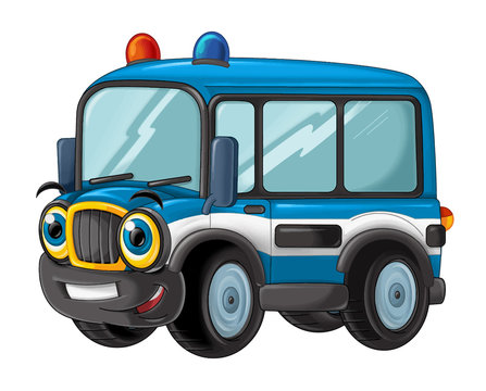 recommend clip art: cartoon happy and funny smiling police bus - vector isolated truck - illustration for children