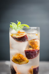 Figs mojito cocktail on the wooden background. Selective focus. Shallow depth of field.