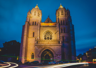 Dijon catholic church in evening