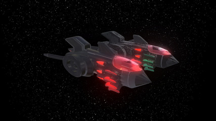 Space Fighter Aircraft of background, 3d rendering