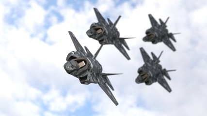 Warplanes team background, 3d rendering