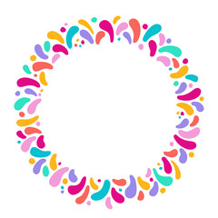 Vector holiday round frame with ornament of multicolor drops. For carnival design, festivals, themes of love, children