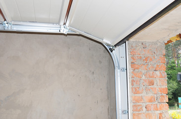 Garage door opener system in house garage.