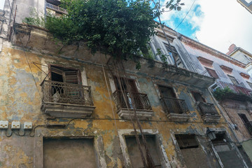Habana, Cuba - January 09, 2017: old and abandoned building in cuba