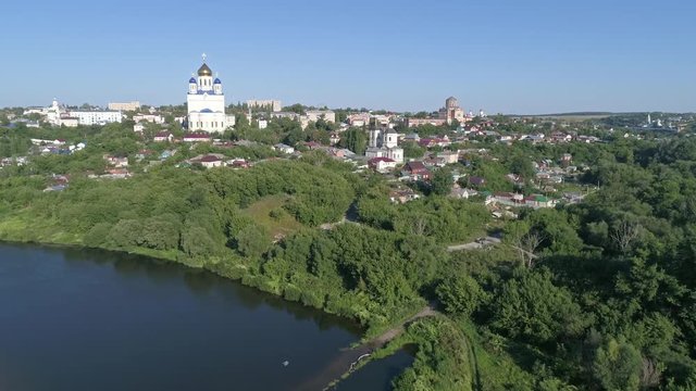 Aerial view of Yelets city, Lipetsk region, Russia, 4k