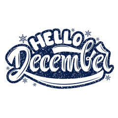 Hello December. Handwritten Lettering. Text. Modern Calligraphy.