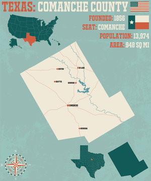 Detailed Map Of Comanche County In Texas, USA