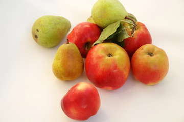 Red apples and green pears.