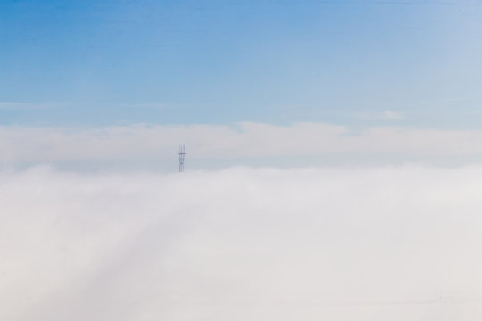 Sutro Tower At Twin Peaks In Fog