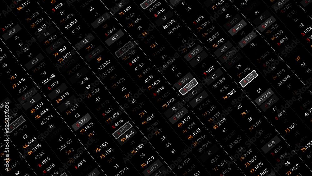 Poster 3d render abstract background with stock market digits. financial concept. stock market data on disp
