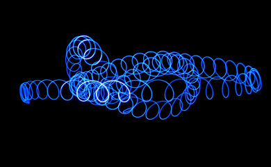 Blue light trail mess