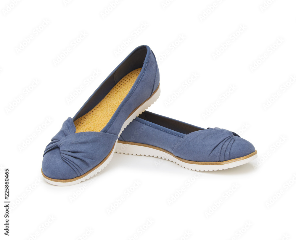 Wall mural blue woman shoes isolated on the white background