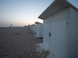  Beach cabins on the beach of Ostend, early in the morning. © Alexandre