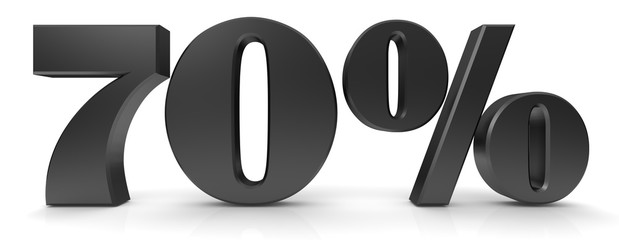 70 % percent sign percentage 3d black symbol icon isolated