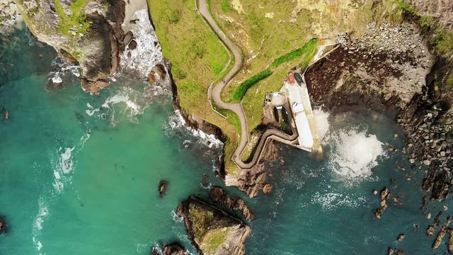 Flight over Dunquin Pier at Dingle Peninsula &ndash; view from above