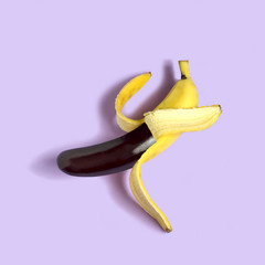 Unreal fruit: banana with eggplant