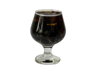 Soft drink mix Ice in glass isolate on white
