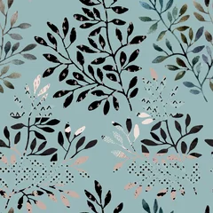 Photo sur Plexiglas Impressions graphiques Modèle sans couture aquarelle - branches d& 39 arbres remplies d& 39 une texture minimale et doodle