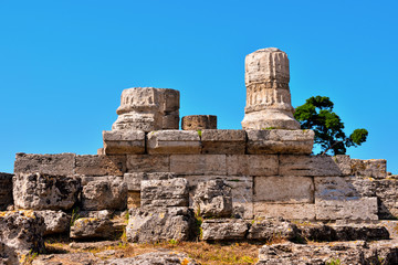 Paestum capaccio Italy The ancient ruins of remains of religious buildings of the ancient Greek...
