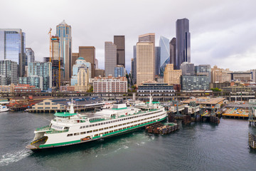 Fototapeta na wymiar Aerial photo Ferry in Seattle