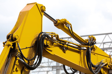 construction site excavator close up