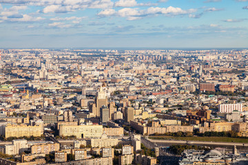 above view of center and southwest of Moscow city