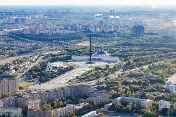 Fototapeta na wymiar above view of memorial Victory Park in Moscow city