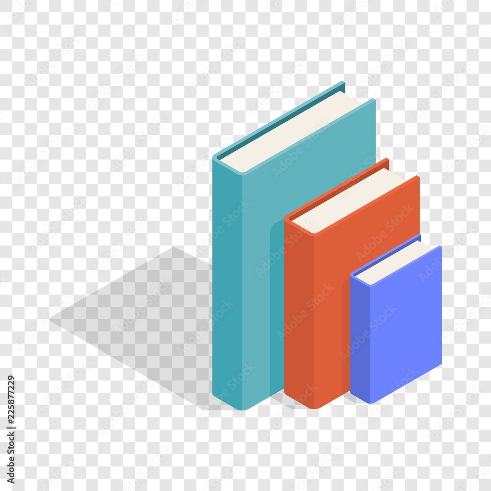 Poster three books standing vertically isometric icon 3d on a transparent background vector illustration