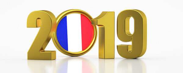 New Year 2019 and France Flag