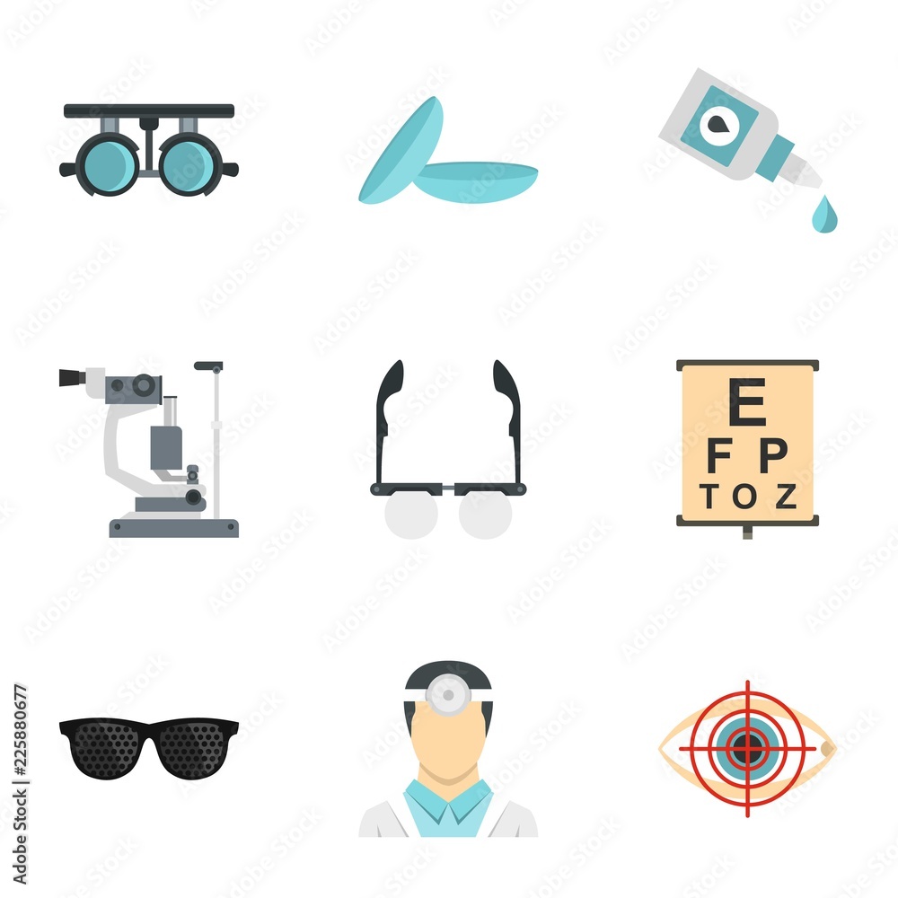 Poster vision correction icons set. flat illustration of 9 vision correction vector icons for web
