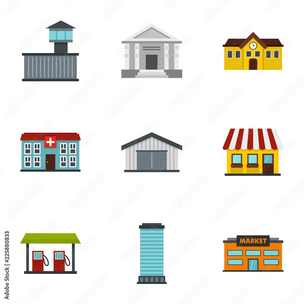 Poster infrastructure icons set. flat illustration of 9 infrastructure vector icons for web