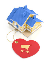 Real Estate For Sale. Composition on the subject of 'Real Estate Trading'. 3D rendering graphics on reflective white background.