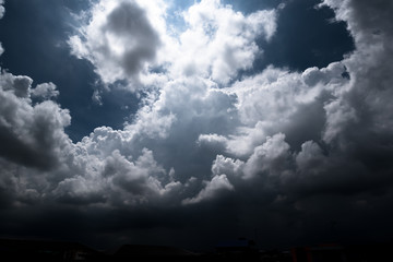 dark storm clouds with background,Dark clouds before a thunder-storm.