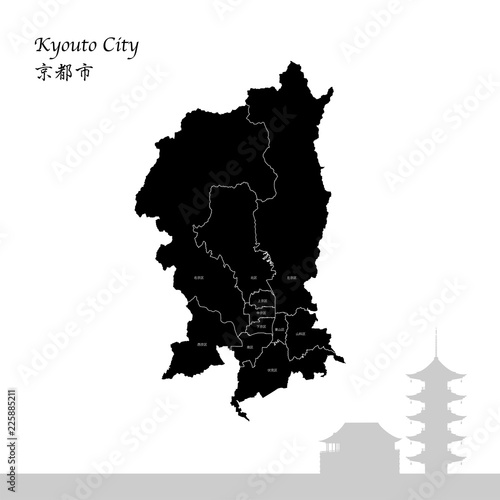 イラストマップ 京都府京都市 Wall Mural Wallpaper Murals Renoji