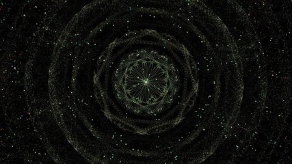 Seamless sparkling mandala inspired pattern on black background	