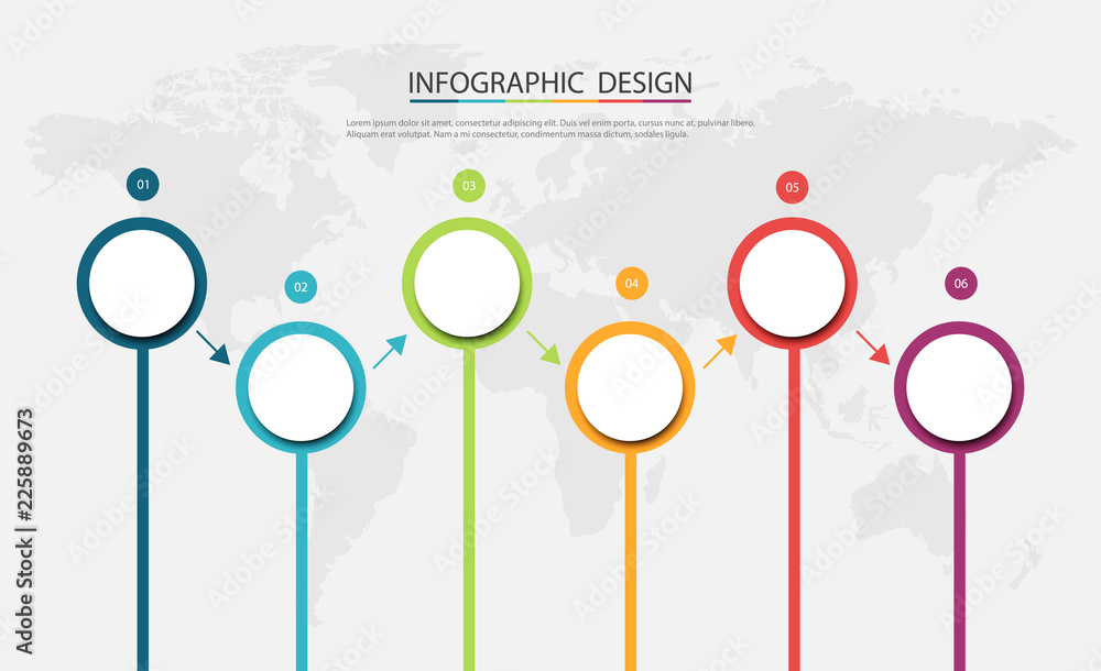 Poster abstract info graphic template with a five steps . business circle with options for diagram, web des