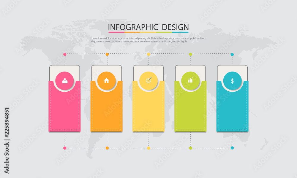 Poster abstract info graphic template with a five steps . business with options for diagram, web design.